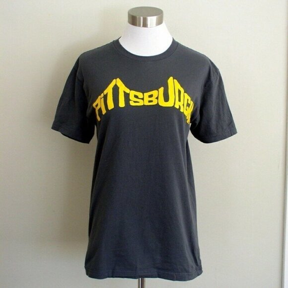 Next Level Pittsburgh Graphic Tee Gray Yellow Sz S - Picture 1 of 5